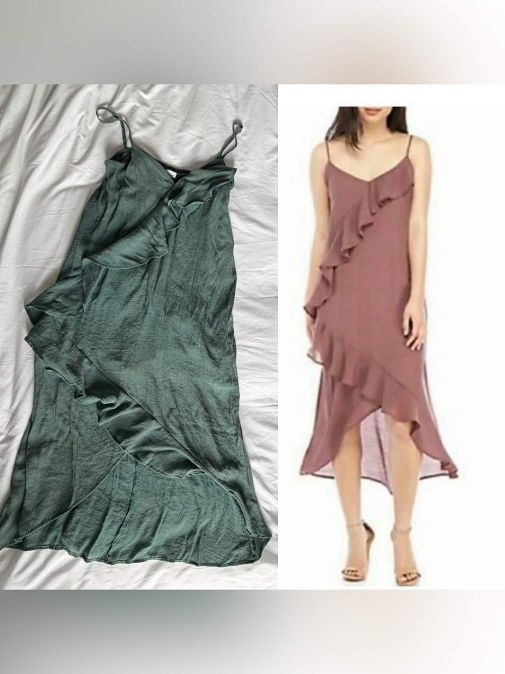 Sleeveless Ruffle Midi Dress in Green